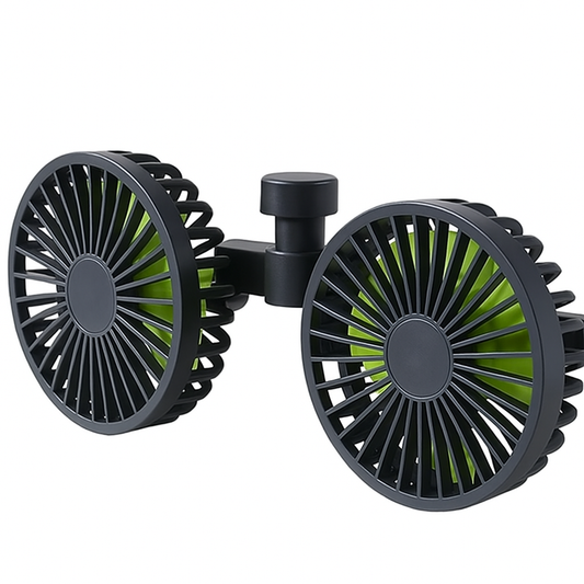 Dual-Head Fan for Car Seats